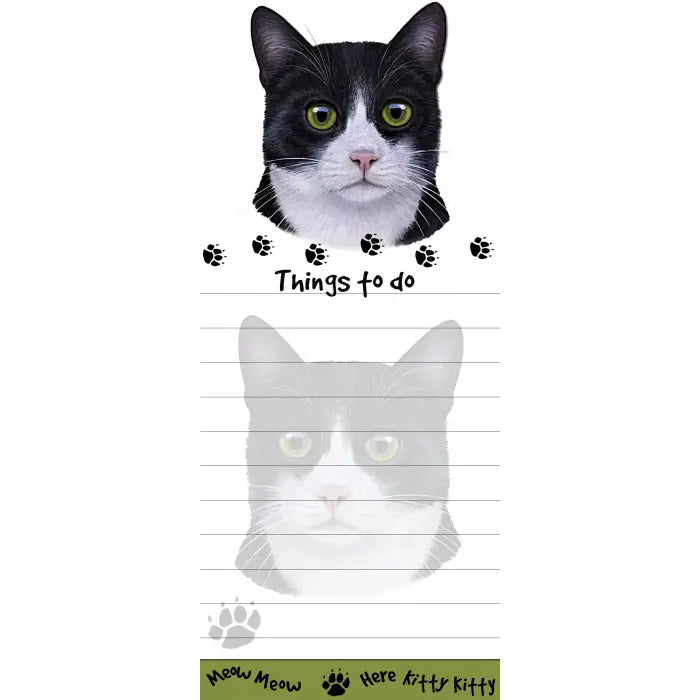 Black and White Cat Magnetic List Pad