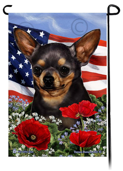 Chihuahua Short Haired Black and Tan - Patriotic Flowers ...