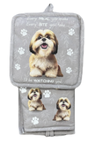 Shih Tzu Tan and White, oven mitt set