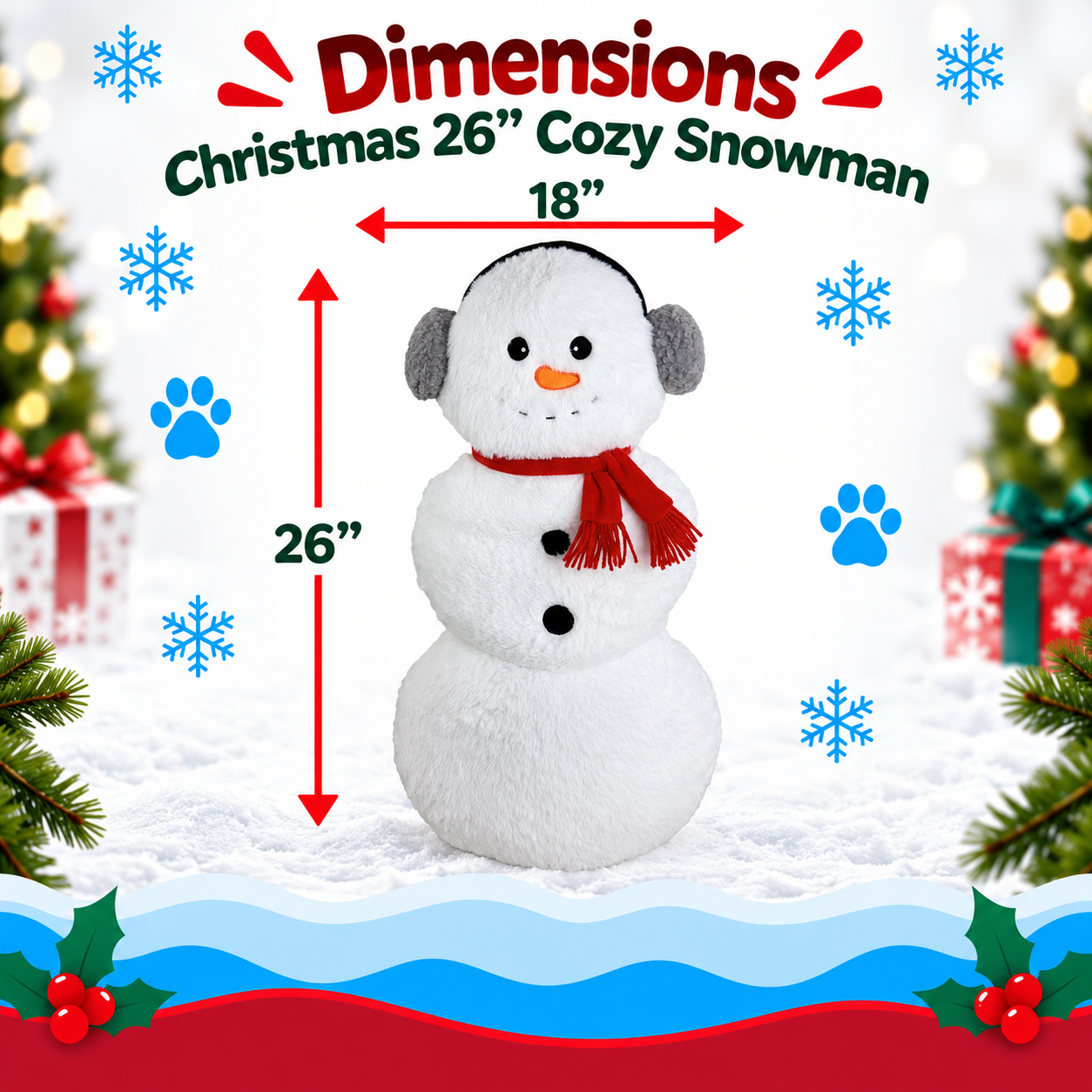 Dog Toy Snowman Cozy 26