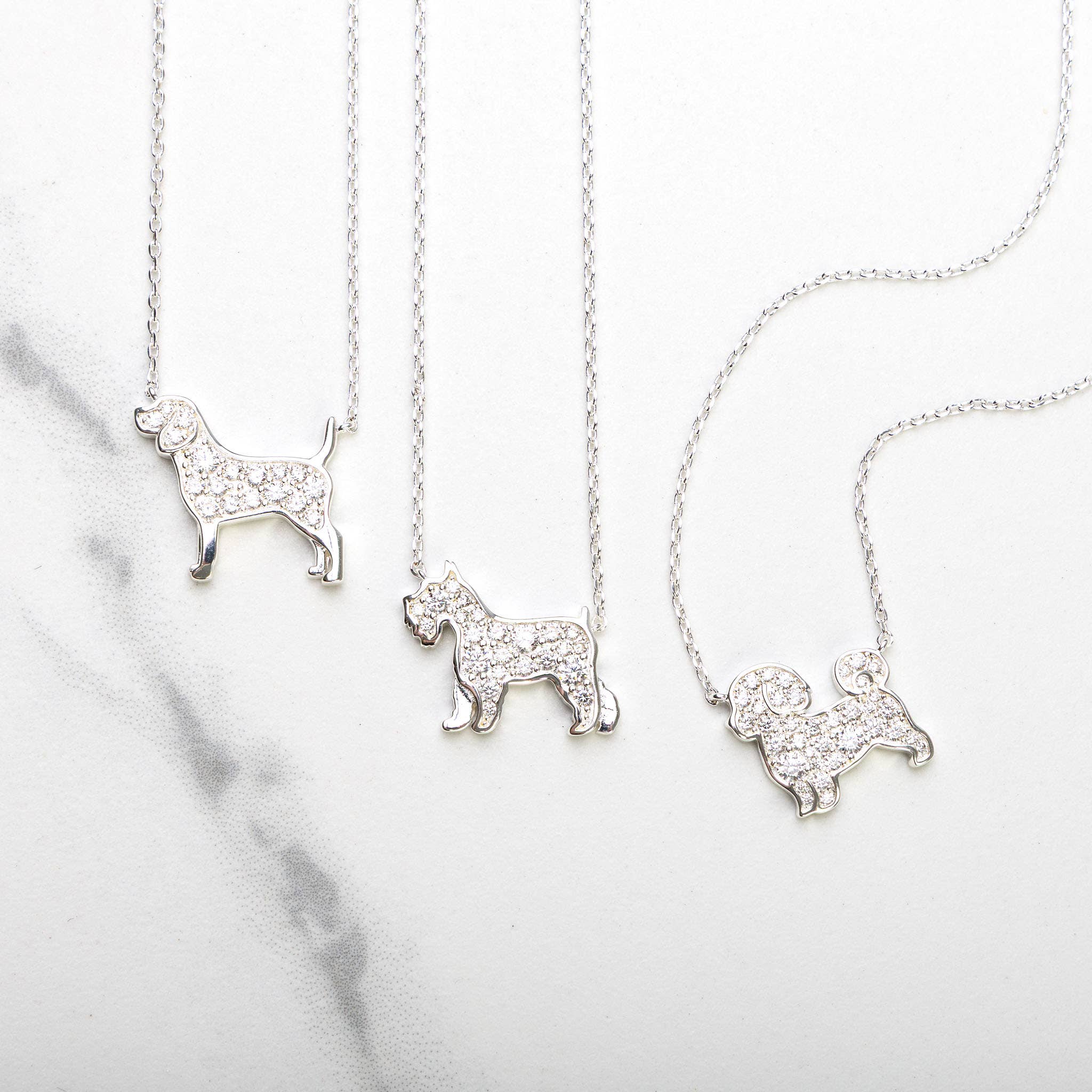 Silver CZ Pet Dog Necklace