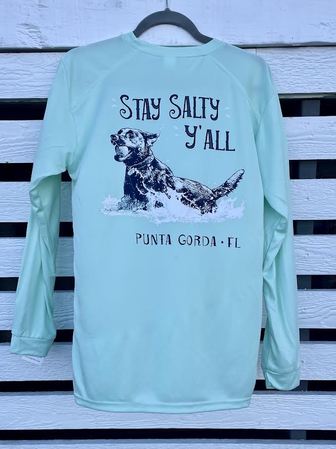 Stay Salty Dog Salty Paws Mint Green UPF Fishing Shirt