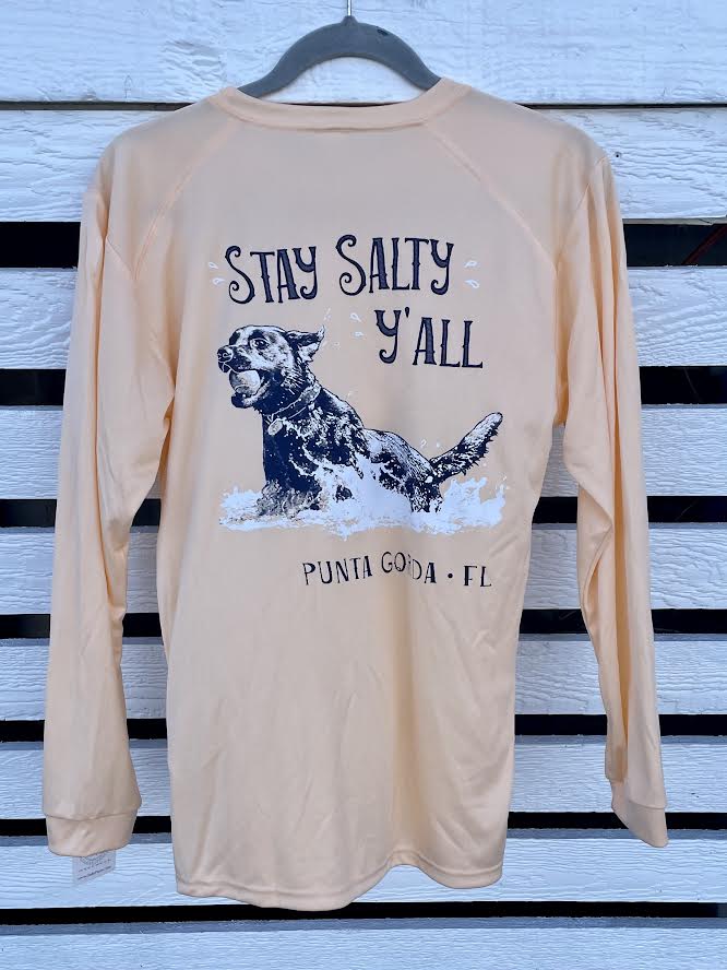 Stay Salty Dog Salty Paws Peach UPF Fishing Shirt