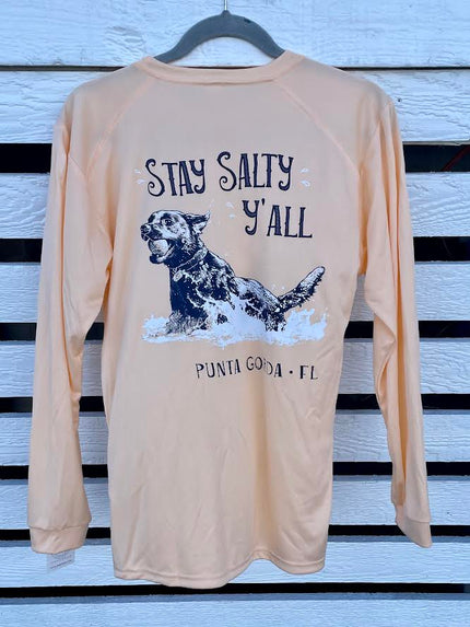 Stay Salty Dog Salty Paws Peach UPF Fishing Shirt