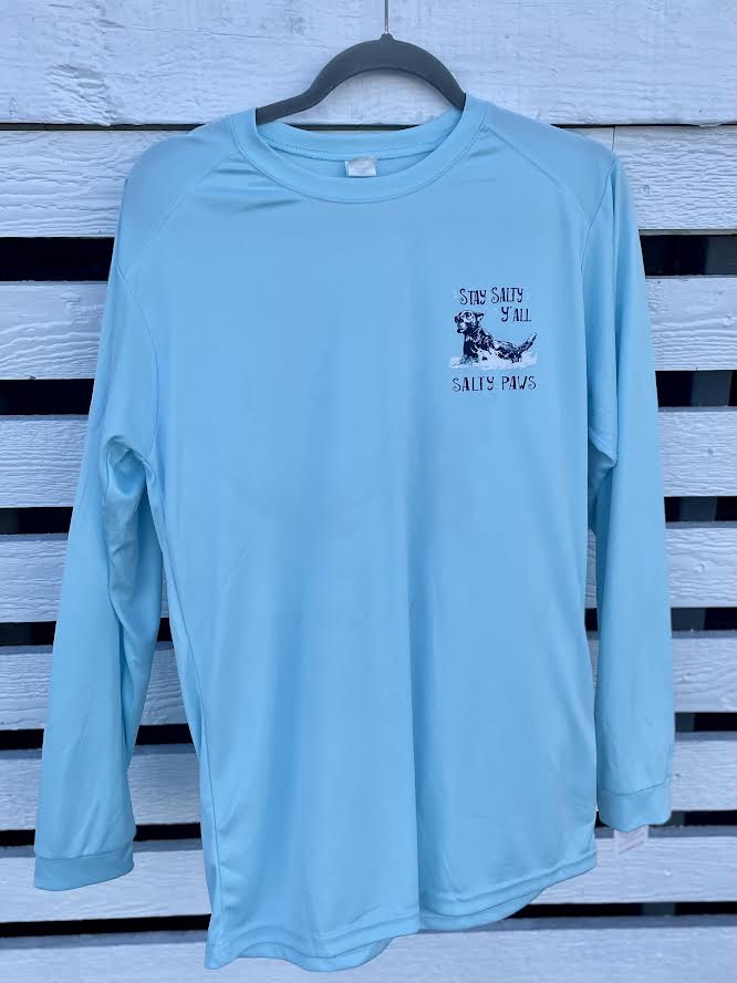 Stay Salty Dog Salty Paws Aqua UPF Fishing Shirt