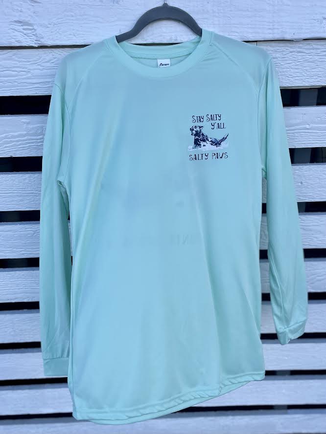 Stay Salty Dog Salty Paws Mint Green UPF Fishing Shirt