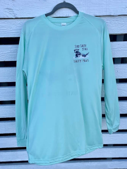 Stay Salty Dog Salty Paws Mint Green UPF Fishing Shirt