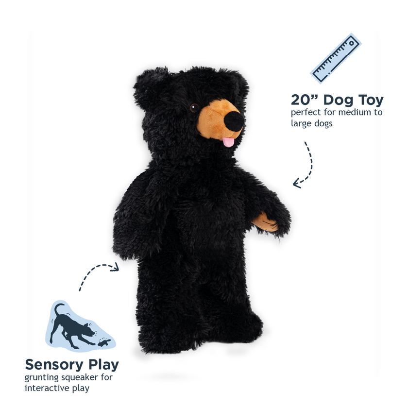 Stuffless Black Bear Squeaker Dog Toy