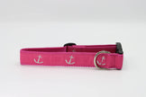 Pink Anchor Side Release Buckle Clip Dog Collar