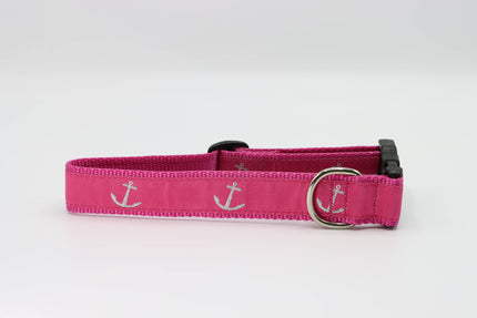 Pink Anchor Side Release Buckle Clip Dog Collar