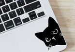 Peeking Cat Vinyl Laptop Sticker Black