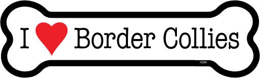 I (heart) Border Collies Bone Shaped Magnet