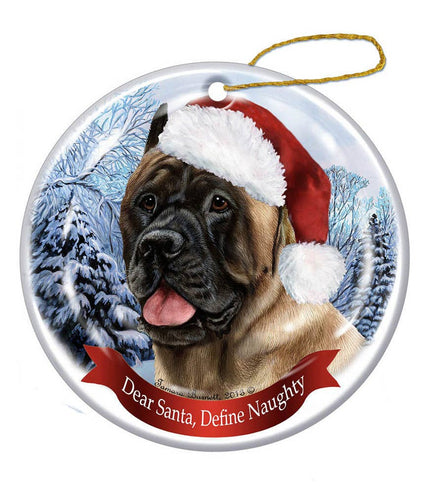 Cane Corso (Fawn) Santa Hat Dog Porcelain  Ornament