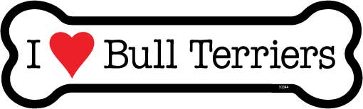 Bull Terrier I (heart) Bull Terriers Bone Shaped Magnet