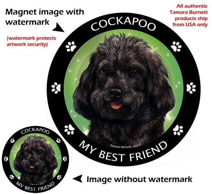 Cockapoo Black My Best Friend Circular Magnet