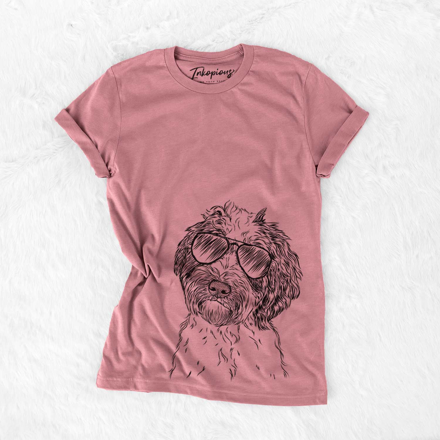 Rooney the Aussiedoodle - Bella Canvas Unisex Crewneck: Heather Sage / Bare (No Glasses) / Medium