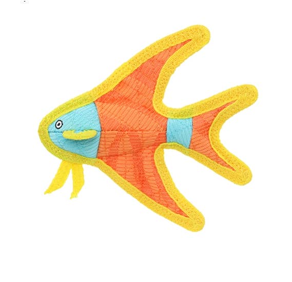 DuraForce Jr Angel Fish - Orange, Durable, Squeaky Dog Toy