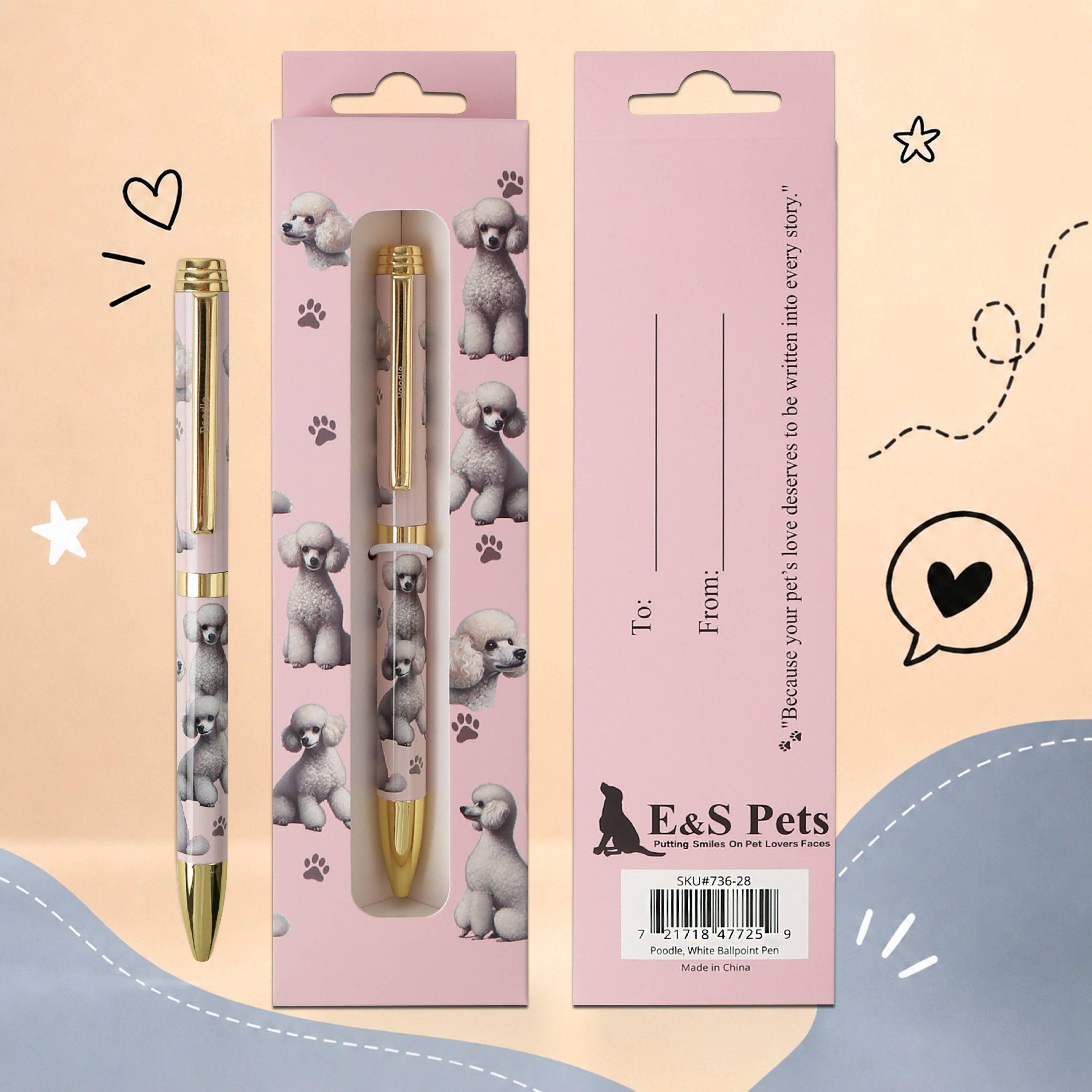 Poodle White Pet Lover Ballpoint Pen