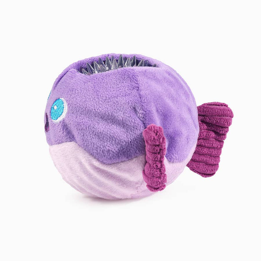 Dog Toy Puffer Fish Plush Covered Spiky Ball Toy