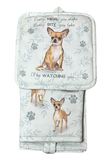Chihuahua, tan, oven mitt set