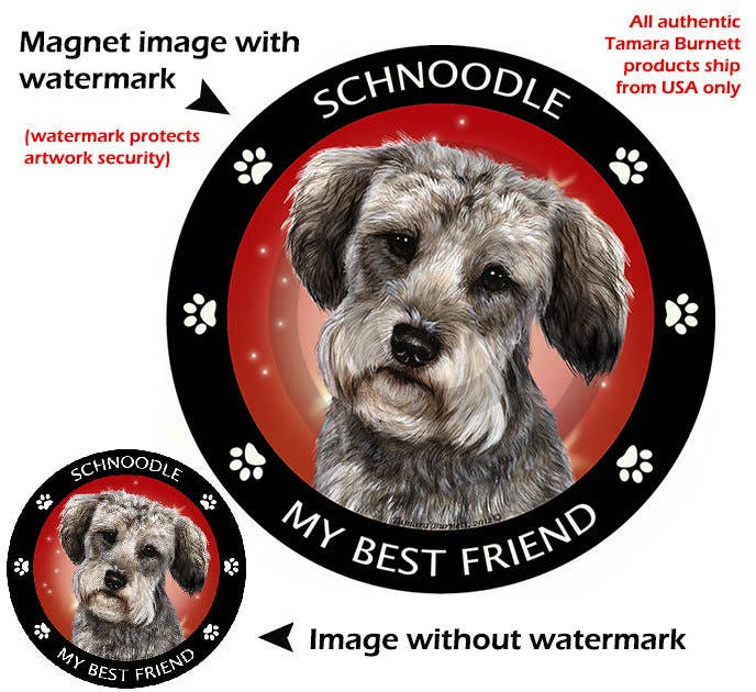 Schnoodle Grey My Best Friend Circular Magnet – Salty Paws