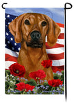 Plott Hound Red - Patriotic Flowers Garden Flag
