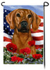Plott Hound Red - Patriotic Flowers Garden Flag