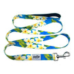 Hawaiian Print Dog Leash Tropical Blue Floral 6' Length Neoprene Lined Handle
