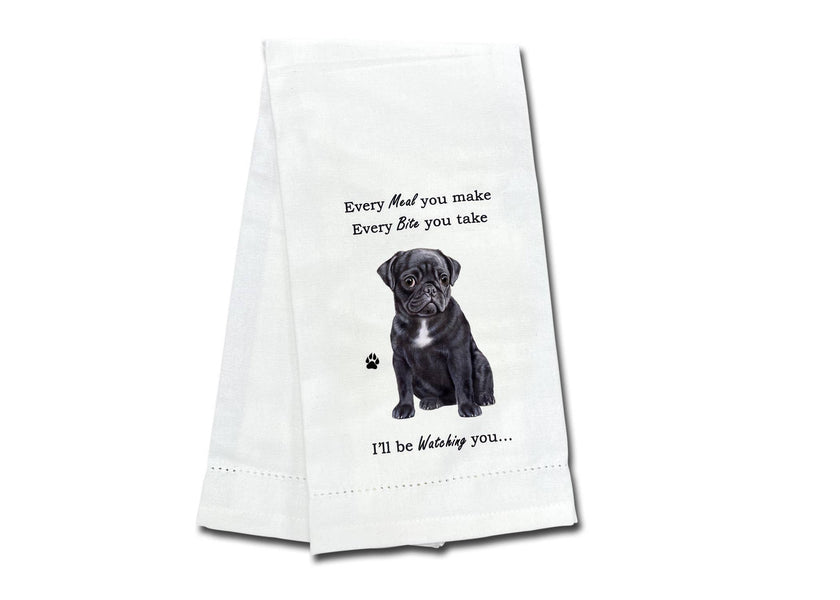 Pug Black Kitchen Towel
