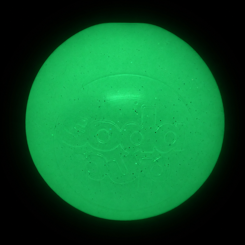 Glow in the Dark Glitter Ball 2-Pack Dog Toy Soft PUP-X Rubber Floating Fetch Ball with Treat Dispenser