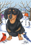 Dachshund, Black and Tan (Winter) Large Flag