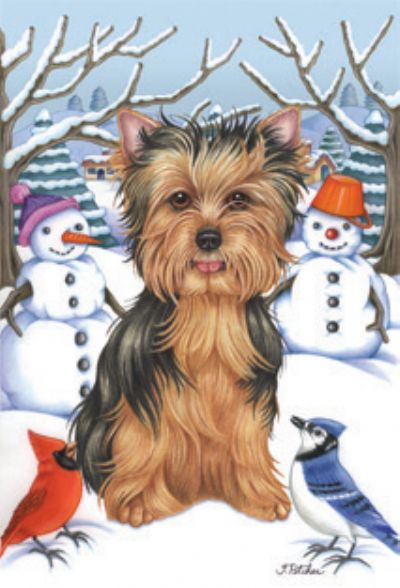 Yorkie Puppy Cut (Winter) Large Flag