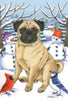 Pug, Fawn (Winter) Large Flag