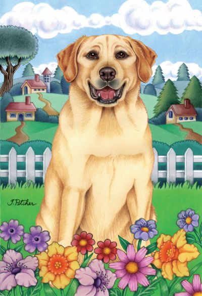 Lab Yellow Garden Large House Flag