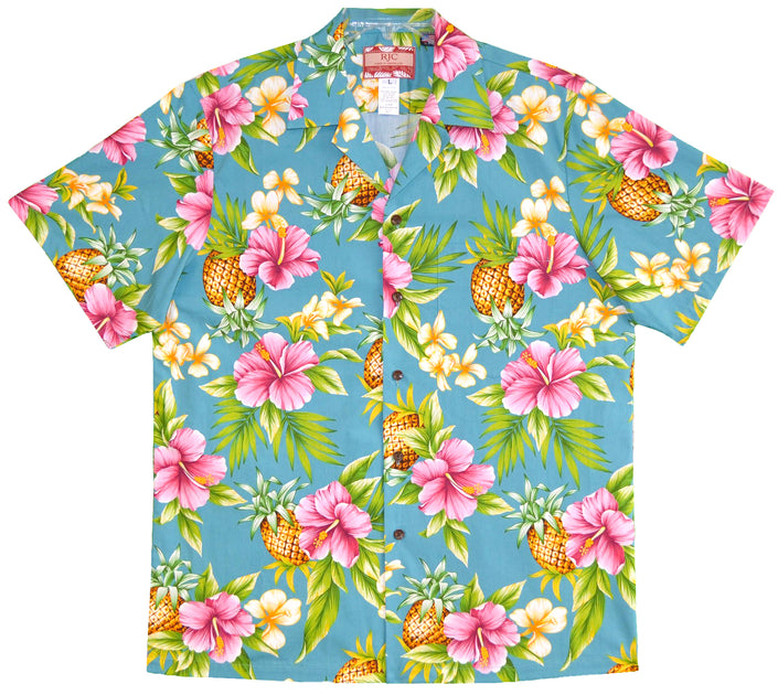 Blue Slate Pineapple Hawaiian Aloha Men's Shirt