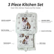 Bulldog, oven mitt set