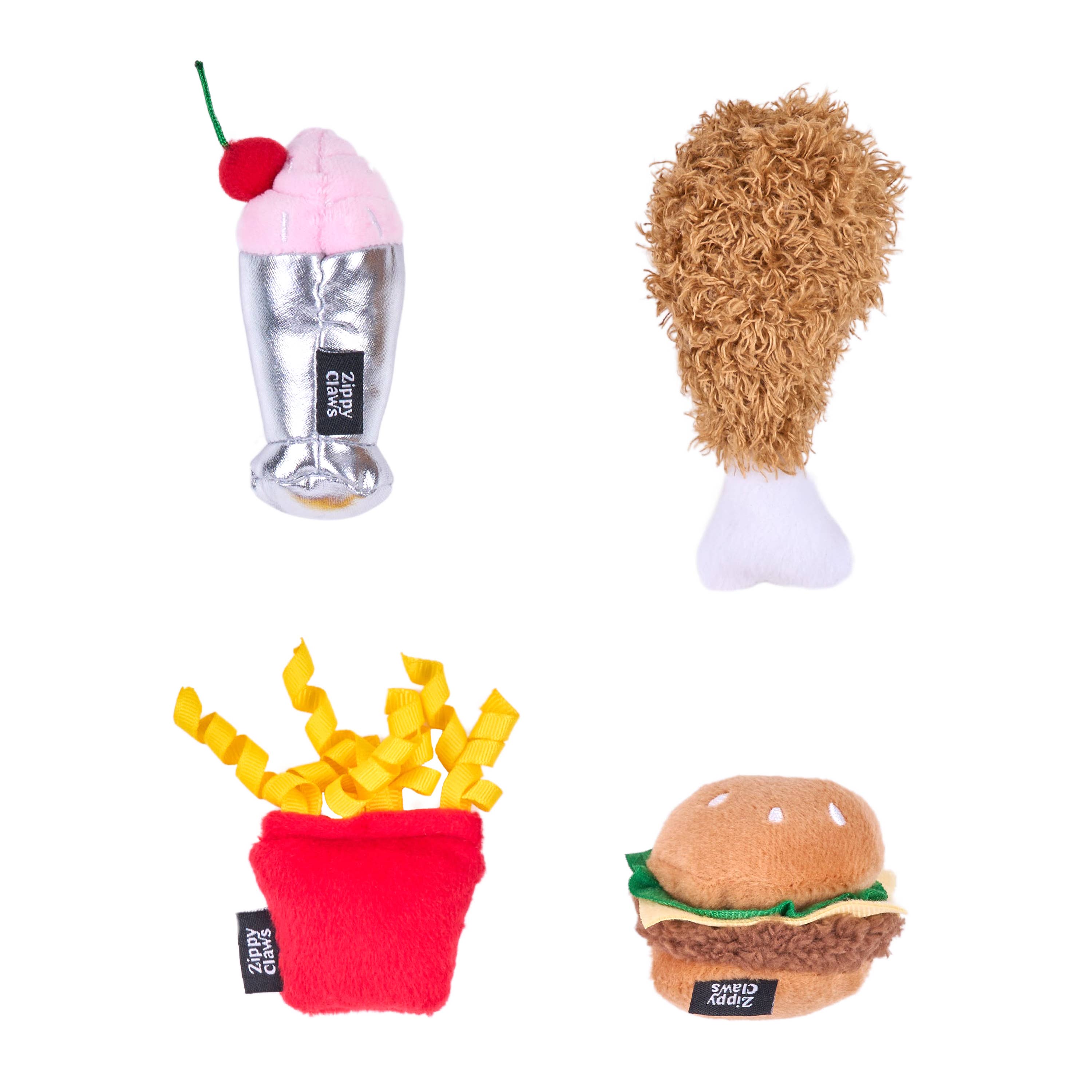 Cat Toy Fast Food ZippyClaws® NomNomz® 4-Pack Toy Set