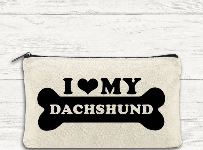 I Love My Dachshund Canvas Multi-Use Zipper Bag