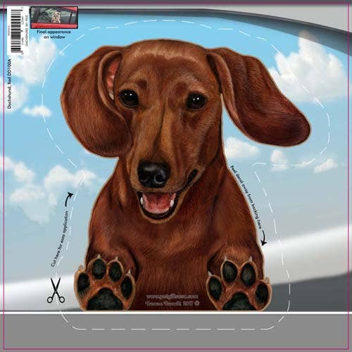 Dachshund (Red) - Dogs On The Move Window Decal