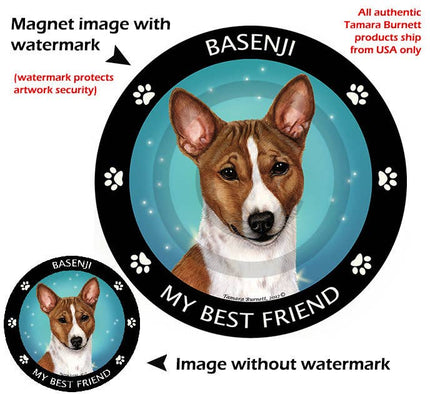 Basenji Red and White Circular My Best Friend Magnet