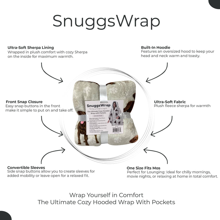 Labrador, Chocolate Snugg Wraps with Hoodie – Ultra Soft Sherpa Fleece Wrap for Pet Lovers