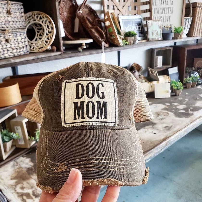 Dog Mom Distressed Trucker Hat Baseball Cap