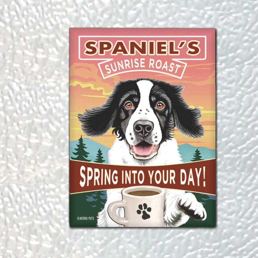 Springer Spaniel Design Black & White Fridge Magnet Set (4)