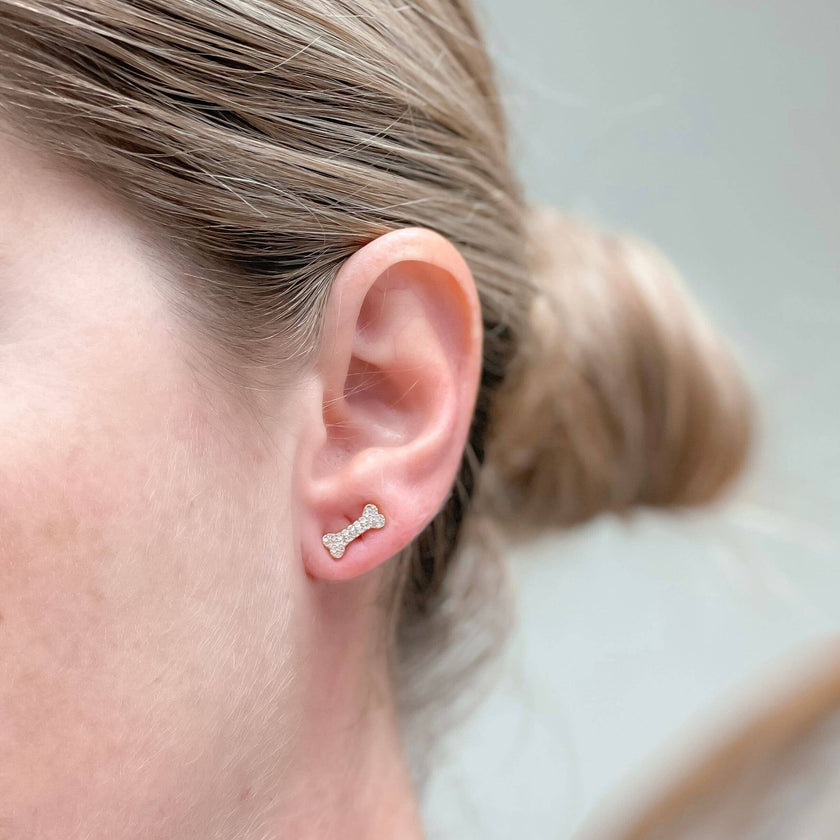 Glitzy Dog Bone Earrings