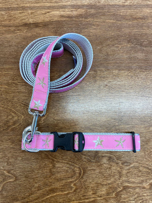 Pink Starfish Side Release Buckle Clip Dog Collar