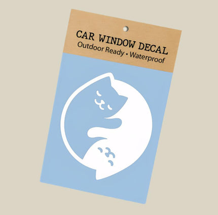 Yin Yang Cats White Vinyl Car Window Decal