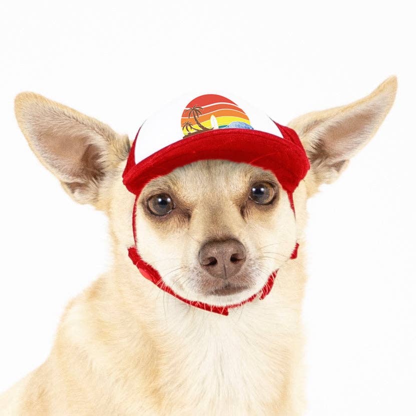 Trucker Hat for Dogs/Cats: Island Sunset Black/XS