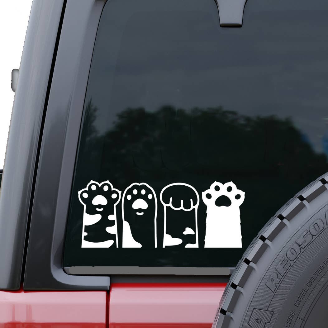 Cat Paws & Claws White Car Window Sticker Decal