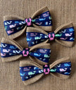 Preppy Coastal Whales Lobster Center Velcro Collar Bow Tie for Cat and Dogs