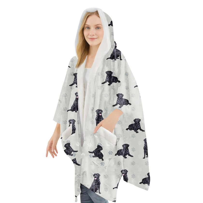 Labrador, Black Snugg Wraps with Hoodie – Ultra Soft Sherpa Fleece Wrap for Pet Lovers